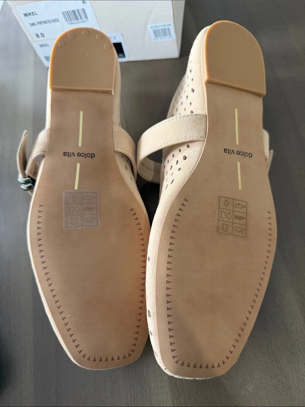 Dolce Vita Tan Perforated Mary Jane Flats with Buckle - Picture 3 of 4